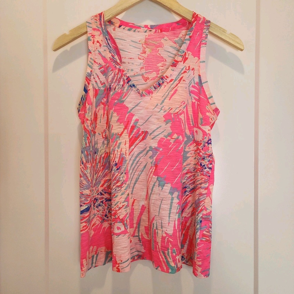 Lilly Pulitzer V-Neck Tank Top Size Small Pink Preppy‎ Resortwear Beachy Cruise